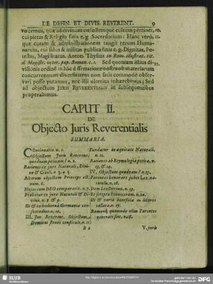Caput II. De Objecto Juris Reverentialis