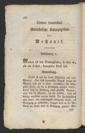 Drittes Hauptstück. Metaphysische Anfangsgründe der Mechanik