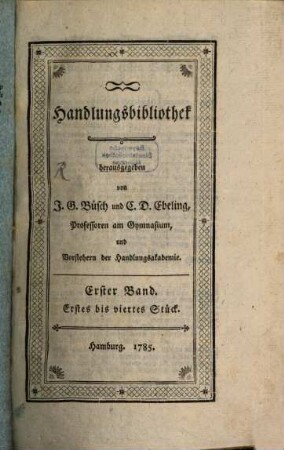 Handlungsbibliothek. 1. 1784/85