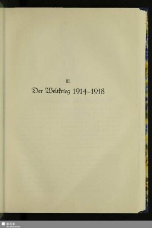 III. Der Weltkrieg 1914–1918