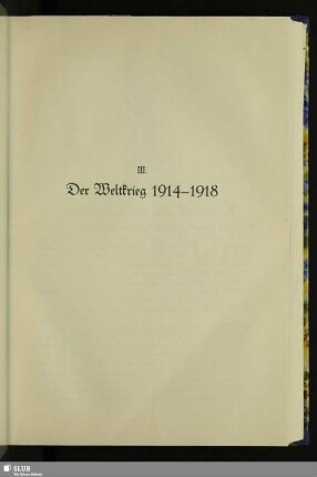 III. Der Weltkrieg 1914–1918