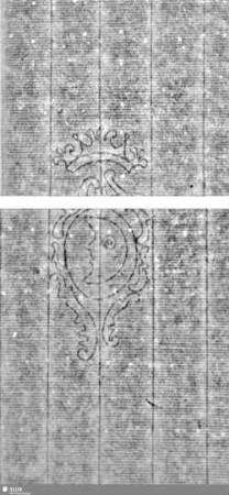 gesichteter Halbmond im Wappen (gekrönt) / Ornament + VG = Bd.1, S.32/33+52/53