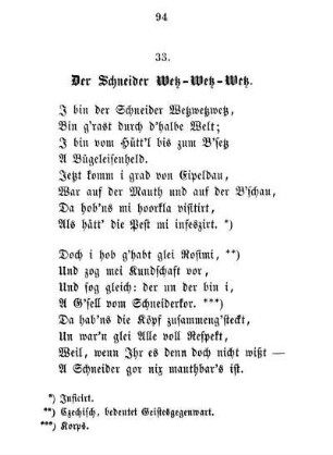 33. Der Schneider Wetz-Wetz-Wetz.