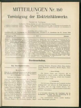Mitteilung Nr.160. Jg. 14, Januar 1915