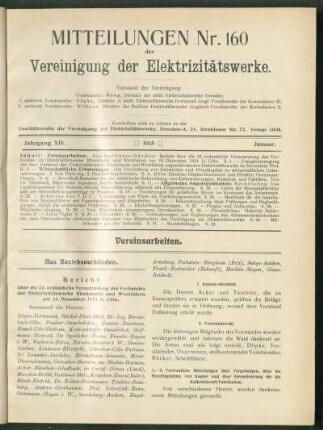Mitteilung Nr.160. Jg. 14, Januar 1915