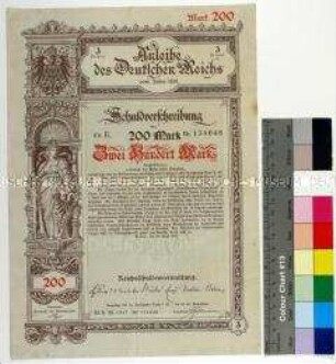 Anleihe des Deutschen Reichs aus dem Jahr 1891 als Schuldverschreibung über 200 Mark