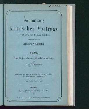 Ueber die Behandlung der Geburt bei engem Becken
