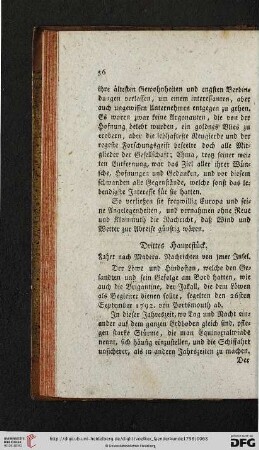 Drittes Hauptstück: Fahrt nach Madera. Nachrichten von jener Insel