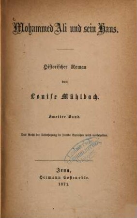 Mohammed Ali und sein Haus : Historischer Roman von Louise Mühlbach, 2