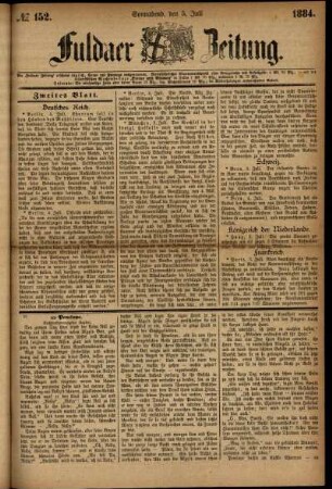 Ausgabe vom Samstag, den 05. Juli 1884.