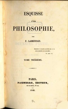 Esquisse d'une philosophie, 3
