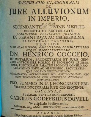 Disputatio Inauguralis De Jure Alluvionum In Imperio