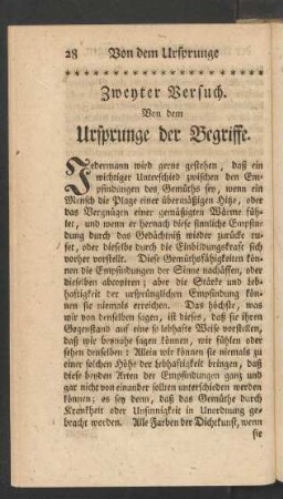 Zweyter Versuch. Von dem Ursprunge der Begriffe