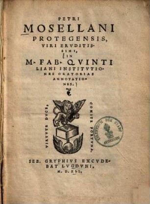 In M. Fab. Quintiliani institutiones oratorias annotationes