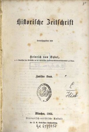Historische Zeitschrift : HZ. 12. 1864