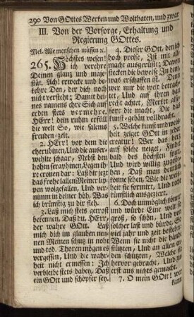 III. Von der Vorsorge, Erhaltung und Regierung Gottes.