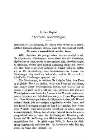 Drittes Kapitel. Abel´sche Gleichungen.