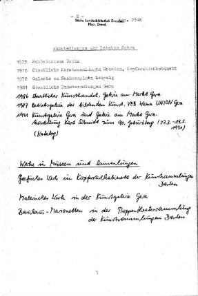 Ausstellungen der letzten Jahre