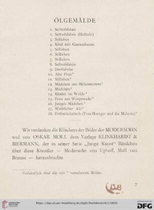 Ölgemälde (Nr.1-18)