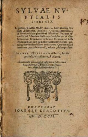 Sylvae nuptialis, libri sex