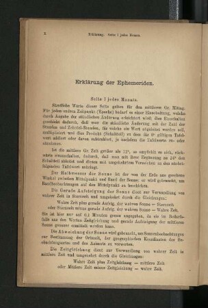 Erklärung der Ephemeriden.