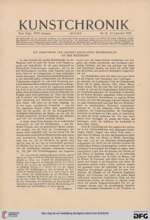 Die Zerstörung der großen kirchlichen Baudenkmäler an der Westfront
