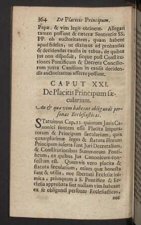 Caput XXI. De Placitis Principum saecularium.