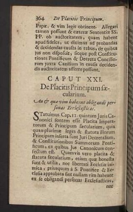 Caput XXI. De Placitis Principum saecularium.