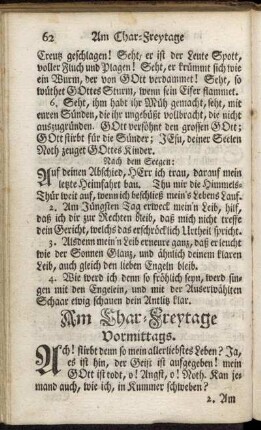 Am Char-Freytage Vormittags. - Nachmittags in der Vesper.