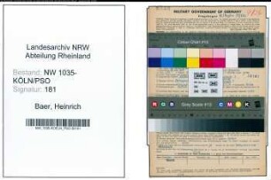Entnazifizierung Heinrich Baer , geb. 19.05.1905 (Elektriker)