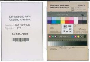 Entnazifizierung Albert Dumke , geb. 14.04.1901 (Finanzamt)