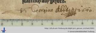 Autogramm (Aus: UB Freiburg, H 1545)