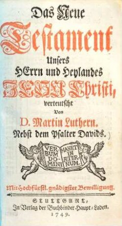 Das Neue Testament Unsers Herrn und Heylandes Jesu Christi