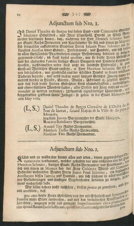 Adjunctum sub Nro. 1. - 15.