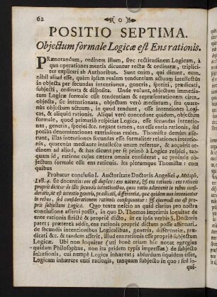 62-68, Positio Septima. Objectum formale Logicae est Ensrationis