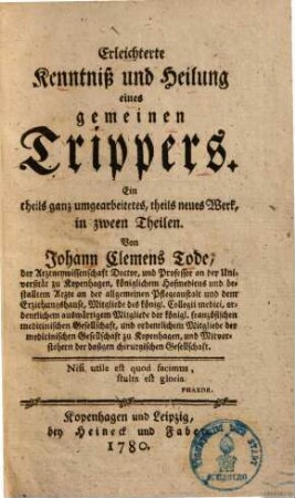 Erleichterte Kenntniß und Heilung eines gemeinen Trippers