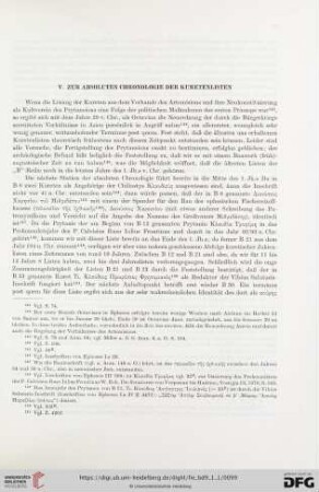 V. Zur absoluten Chronologie der Kuretenlisten