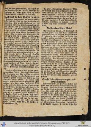 Grosse Überschwemmungen und Wetterschäden.