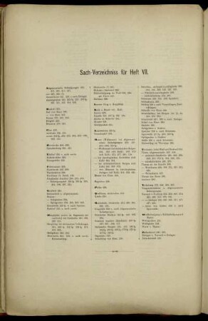 Sach-Verzeichniss für Heft VII.