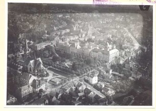 Luftaufnahme, Kaiser-Wilhelm-Platz mit Christuskirche, Hermannstr. Detmold. Kaiser-Wilhelm-Platz. Papierabzug