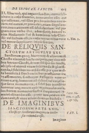 De Reliquiis Sanctorum Articulus XXI.