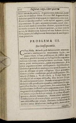 Problema III. De Consequentia.