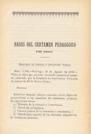 Bases del Certámen Pedagójico