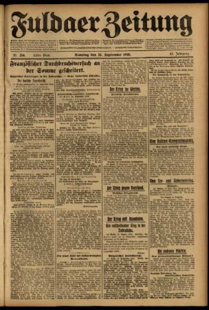 Erste Ausgabe vom Samstag, den 16. September 1916.