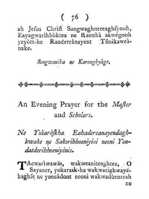 An Evening Prayer for the Master and Scholars.