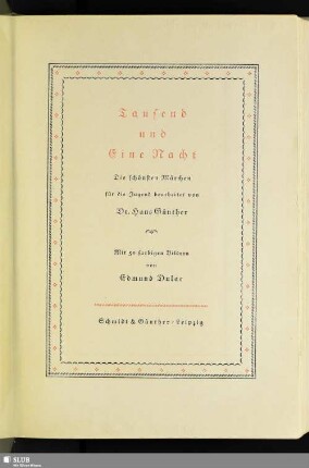 Tausend und eine Nacht : die schönsten Märchen für die Jugend