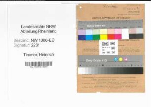 Entnazifizierung Heinrich Timmer, geb. 02.03.1900 (Arbeiter)
