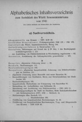 Sachverzeichnis