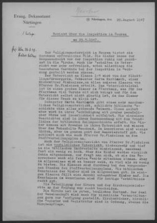 Beuren mit Balzholz: Inspektionsbericht 1947