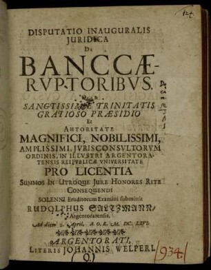 Disputatio Inauguralis Iuridica De Banccaeruptoribus